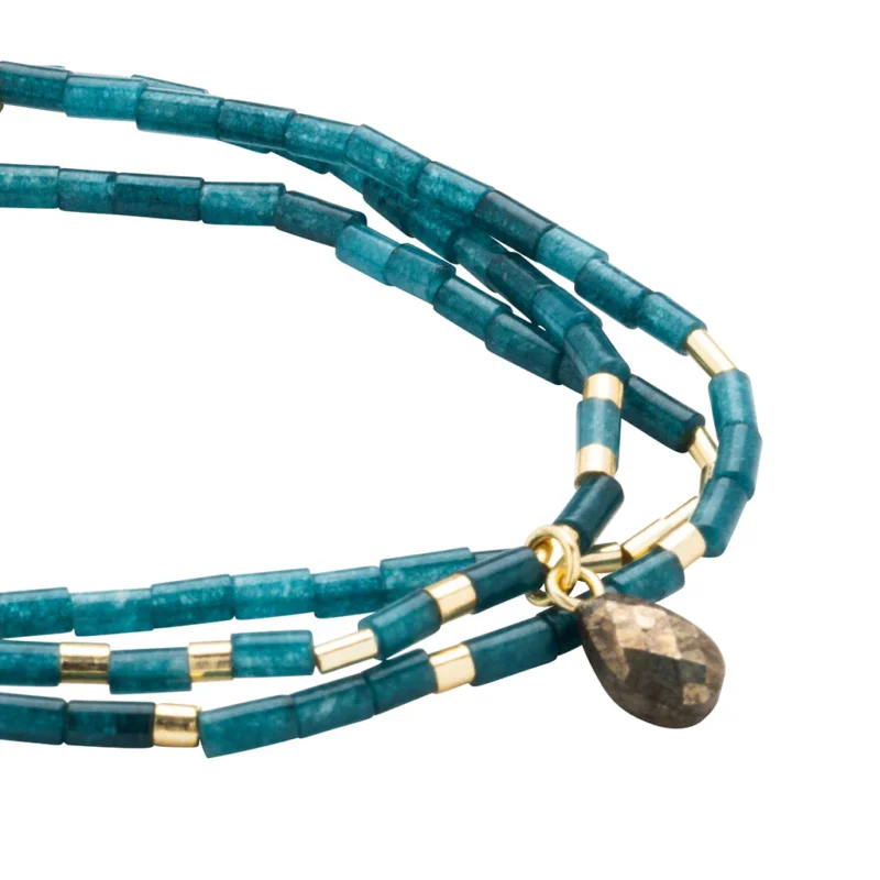 Teardrop Stone Wrap - Teal Jade/Pyrite/Gold - Stone of Dreams - Image 3